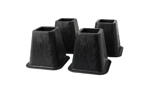 Black Bed Risers 6 in 4-Pack Furniture Lift Storage Heavy Duty 300 lb Capacity