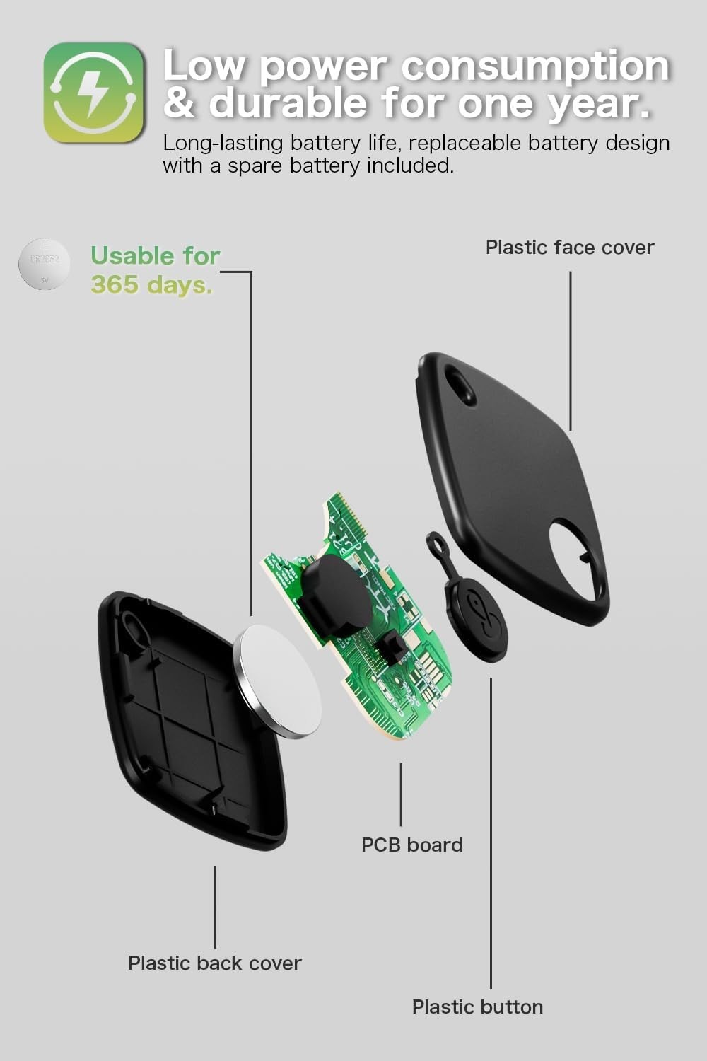 Smart Tracker Tags for Android Phones - 4 Pack with Real-Time Location Updates