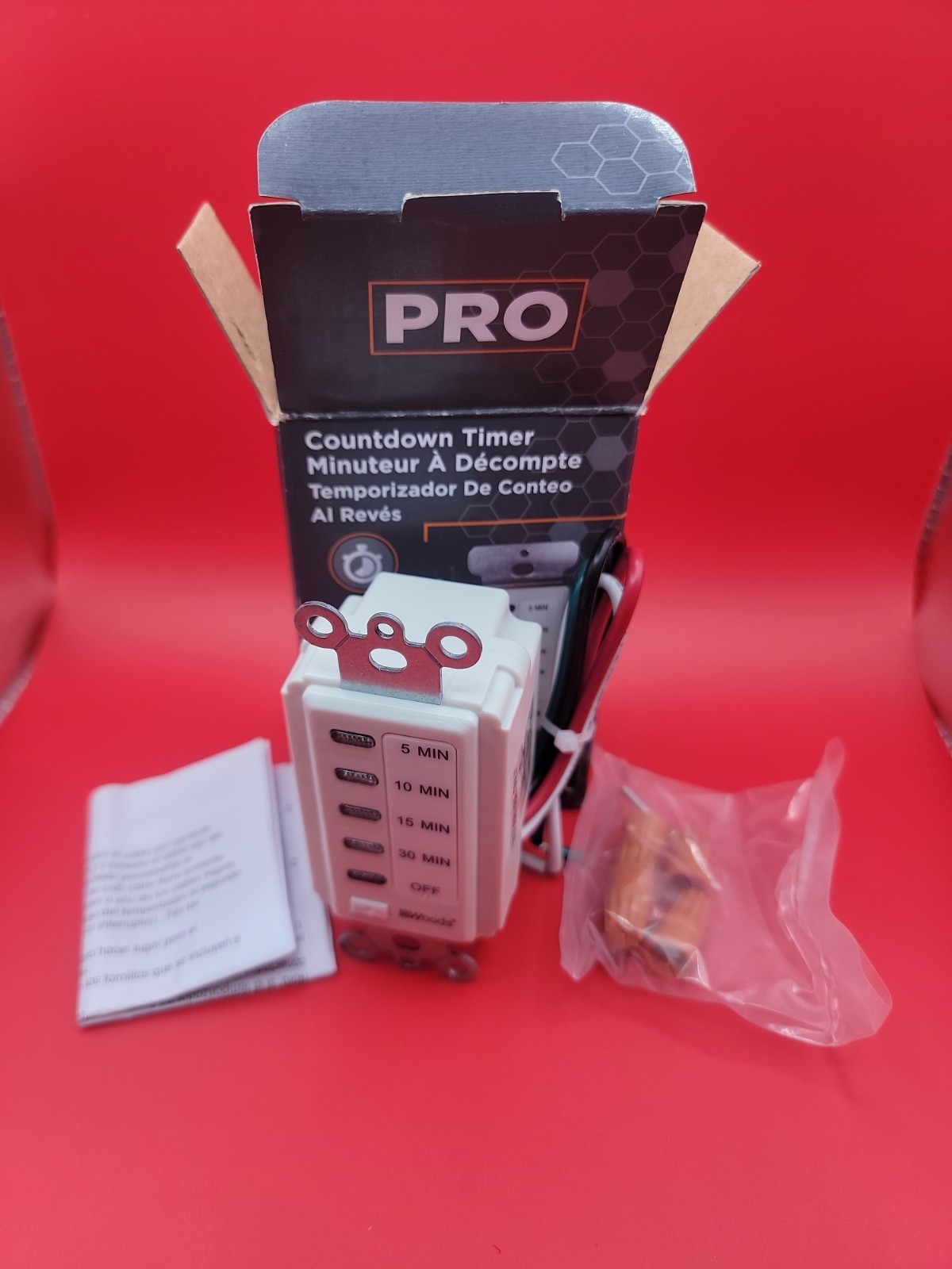 Woods Pro 59007 In-Wall 30-Minute Countdown Timer White NIB