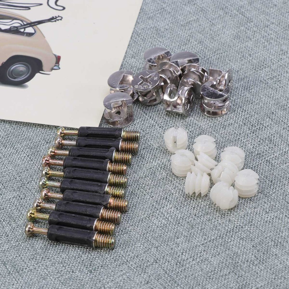 Furniture Connectors Kit Pre-Inserted Nut Screw Eccentric Wheel Ten Sets
