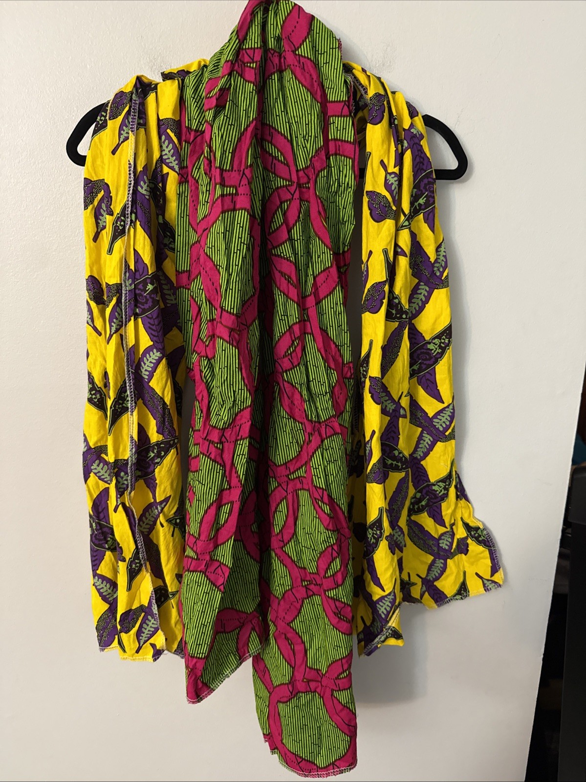 Yellow and Purple & Pink And Green African Print Ankara Head wrap, Tie Scarf (2)