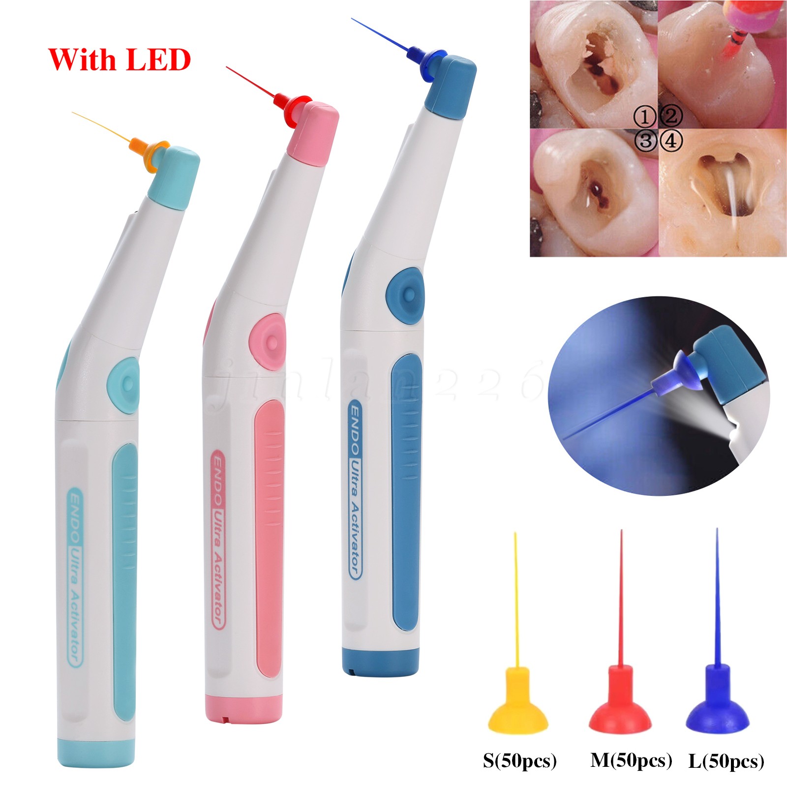 LED Dental Endodontic Endo Ultra Activator Handpiece Irrigator Root Canal 150Tip