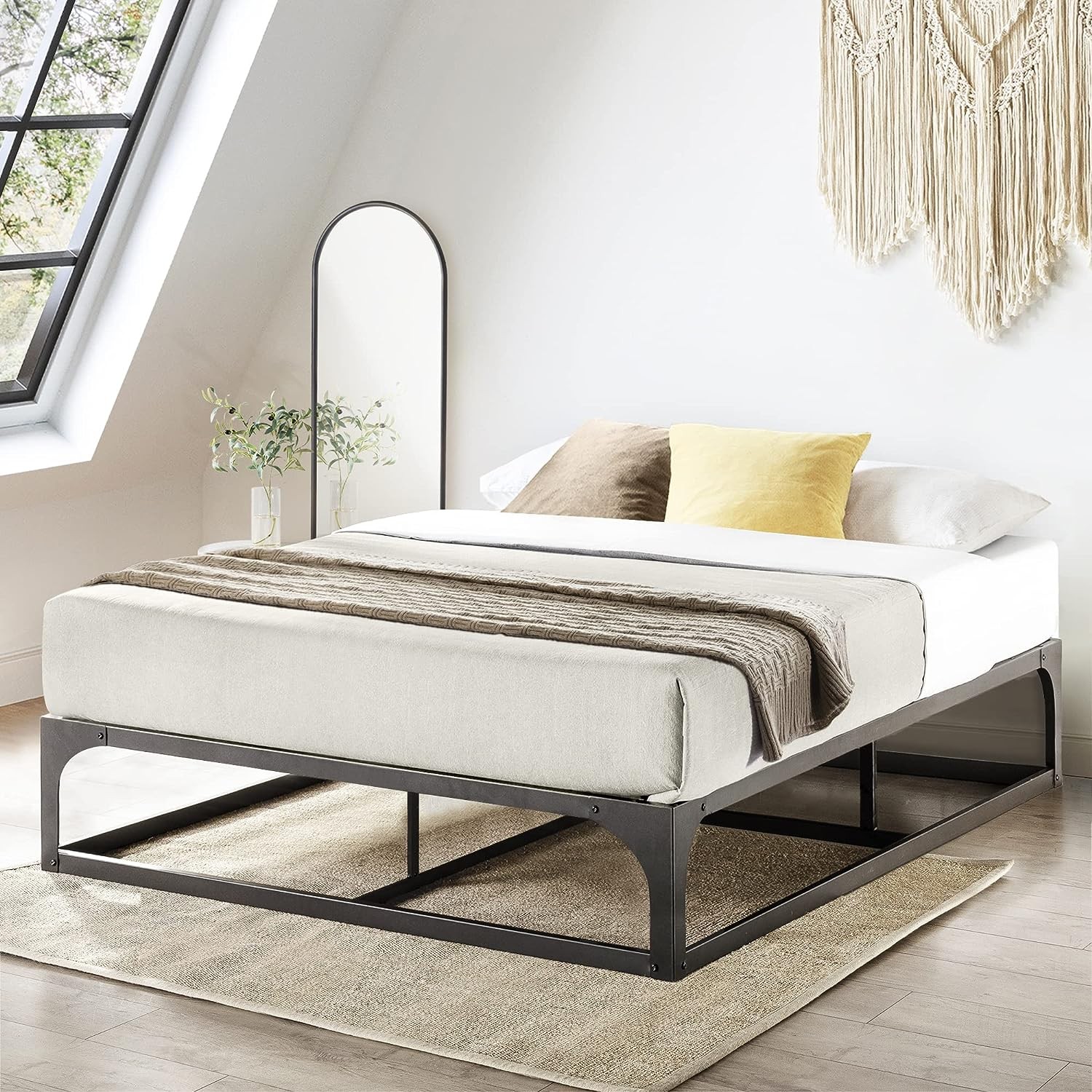 Mellow 12" Metal Platform Bed Frame, King Black 12 Inch