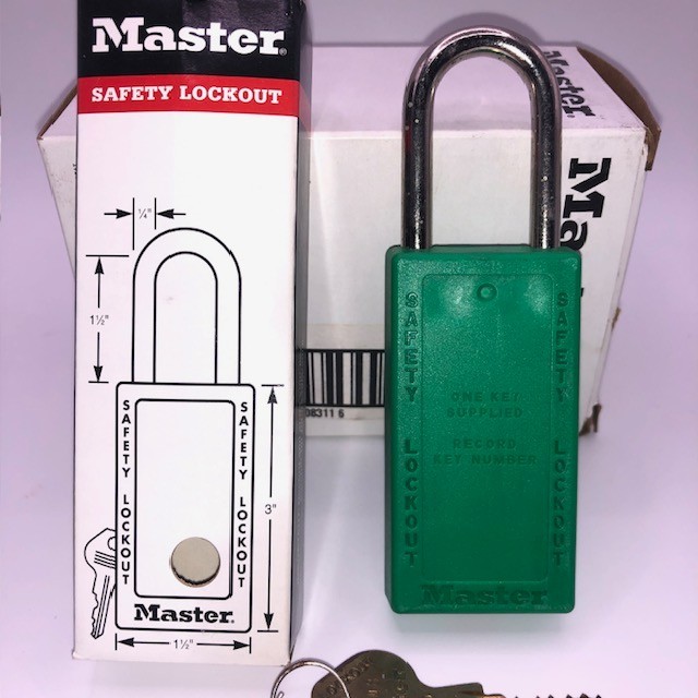 Lot of 6 - Master Lock - no.411 - Green - Safety Lockout Keyed Padlocks - New