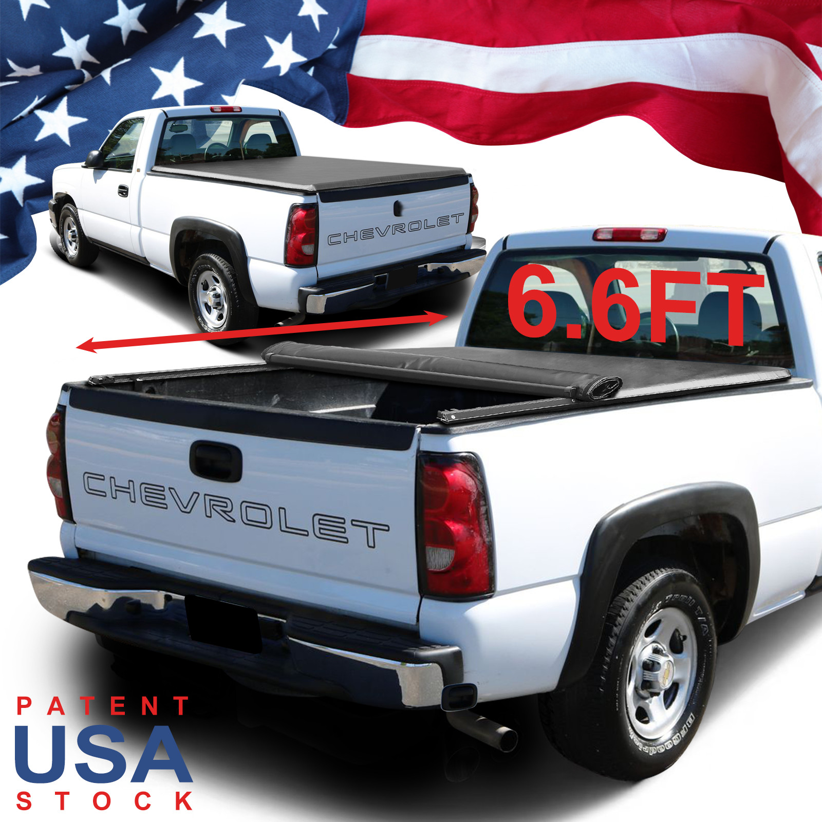 Soft Roll-Up Bed Tonneau Cover for 99-06,07 Classic Silverado 1500 2500HD 6.5FT