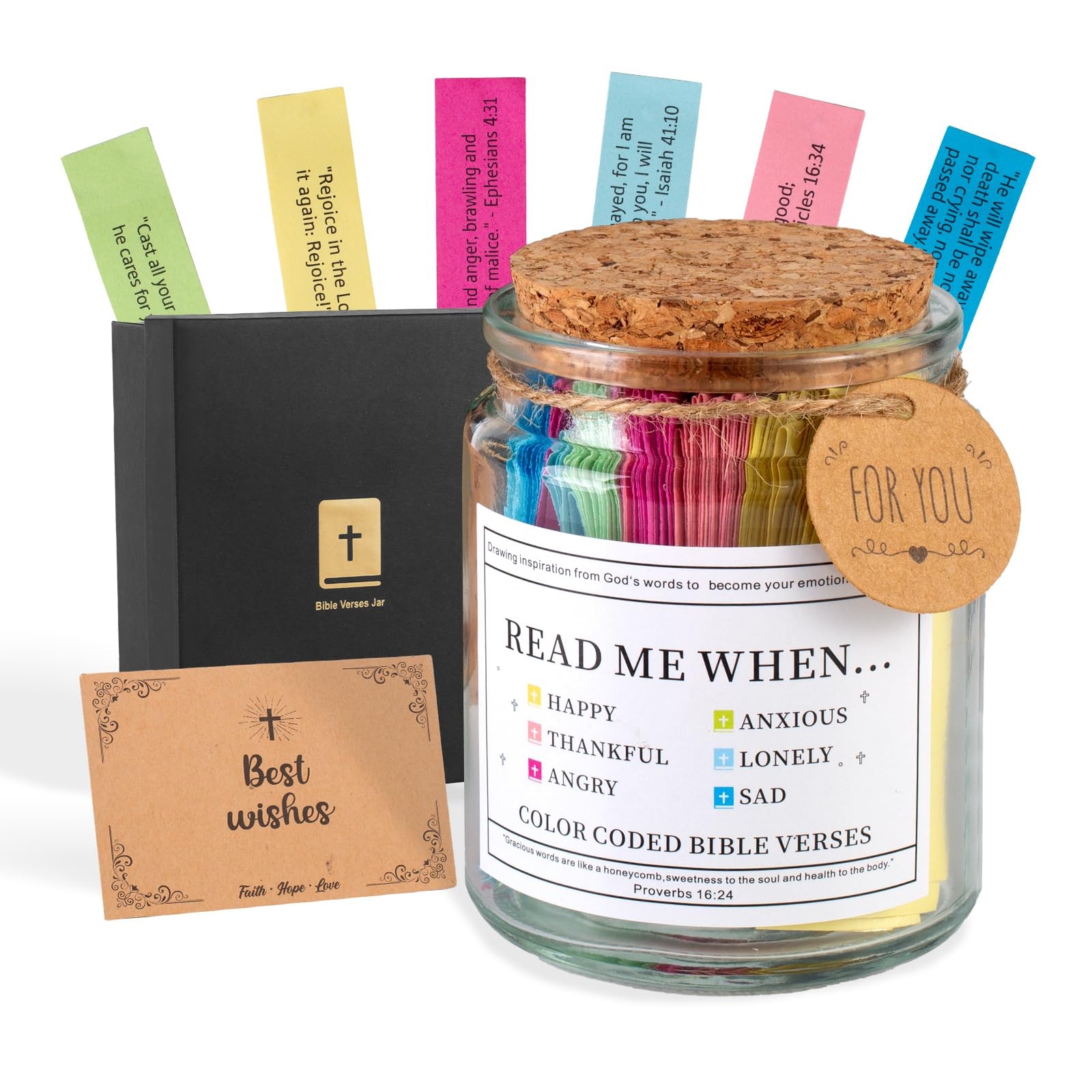 Christian Birthday Gifts for Women, Bible Verse Jar, 12.7 Ounces, Colorful