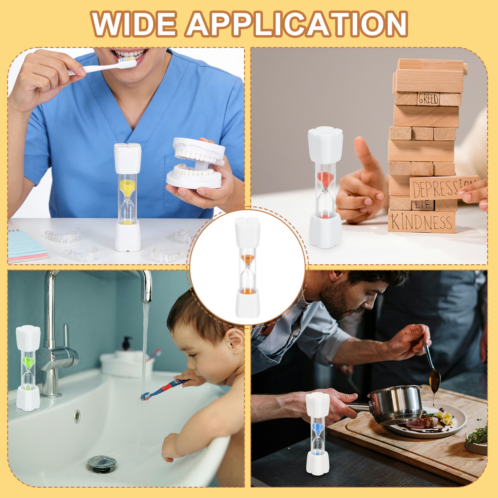4 Pcs White Cap Orange Sand 3 Minute Sand Timer Sandglass Timer