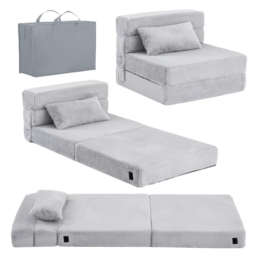 Kids Floor Mattress for Toddler, Child Fold Up Sofa Couch Plush Grey