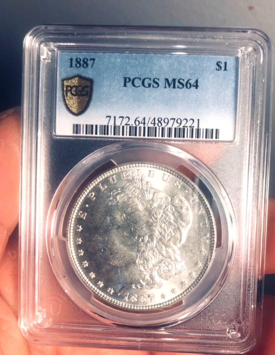1887  Morgan Silver Dollar Coin PCGS MS 64 M44