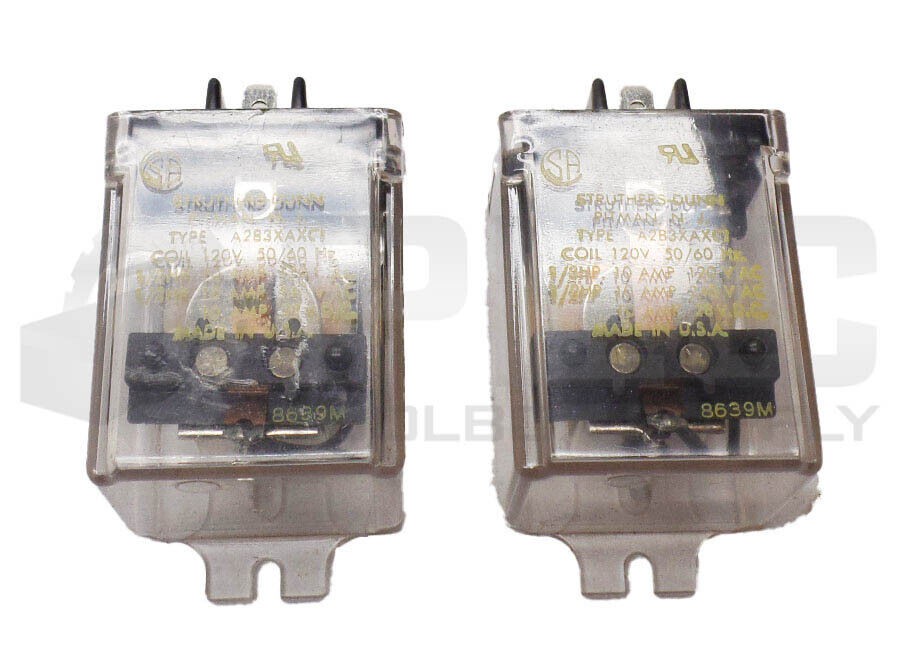 LOT OF 2 STRUTHERS DUNN A283XAXC1 RELAY 120V 50/60HZ 1/3HP 10A