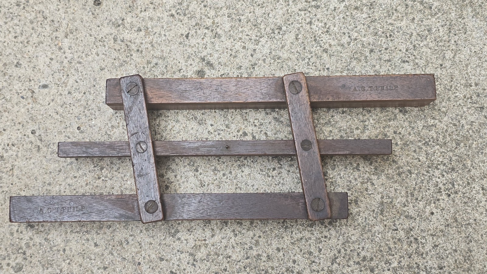 Antique Wooden Parallel Link Measure Rule Scribe Marker A.G.T. PHILP Cornwall