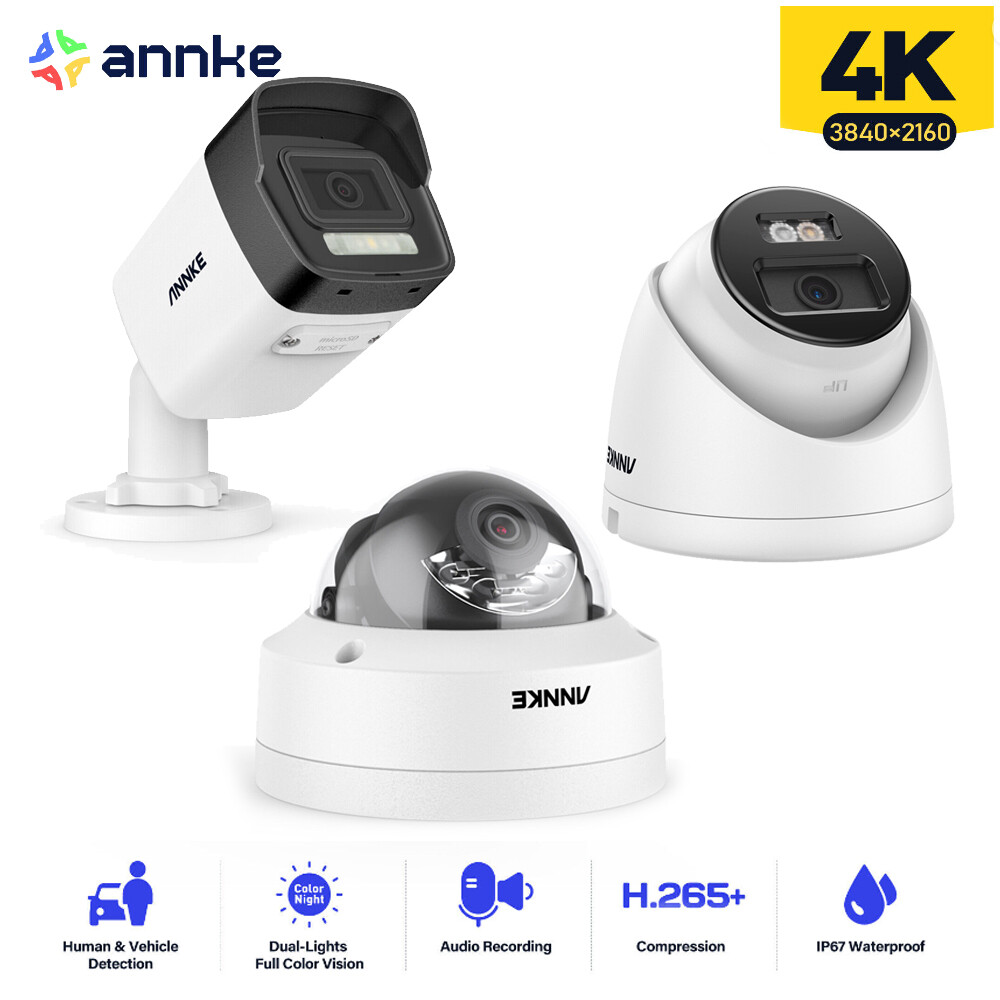ANNKE 3K 4K 8MP 12MP Audio PoE Security IP Camera Outdoor Color Night Vision AI