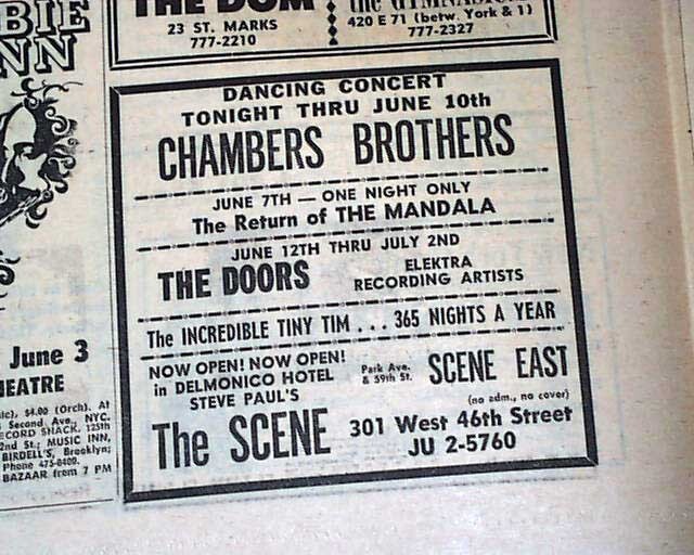GRATEFUL DEAD Very 1st East Performance & THE DOORS Early 1967 Advertisements