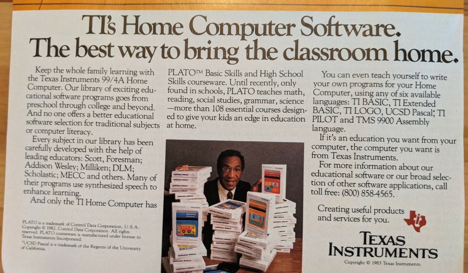 Vintage 1983 Texas Instruments Magazine Advertisement Protective Cover