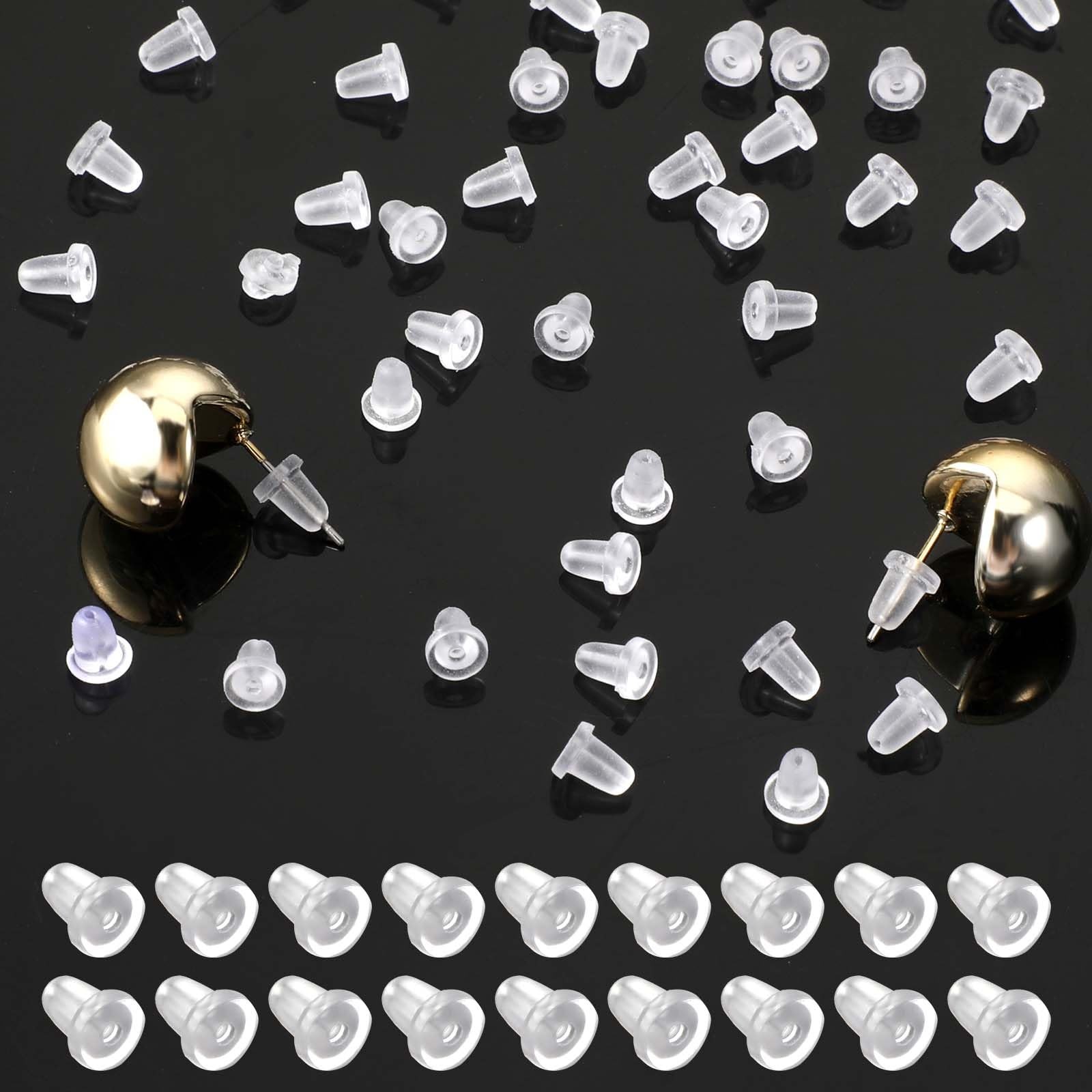 200 Pack Earring Backs Rubber, Earring Backs Replacements, Soft Clear Silicon...
