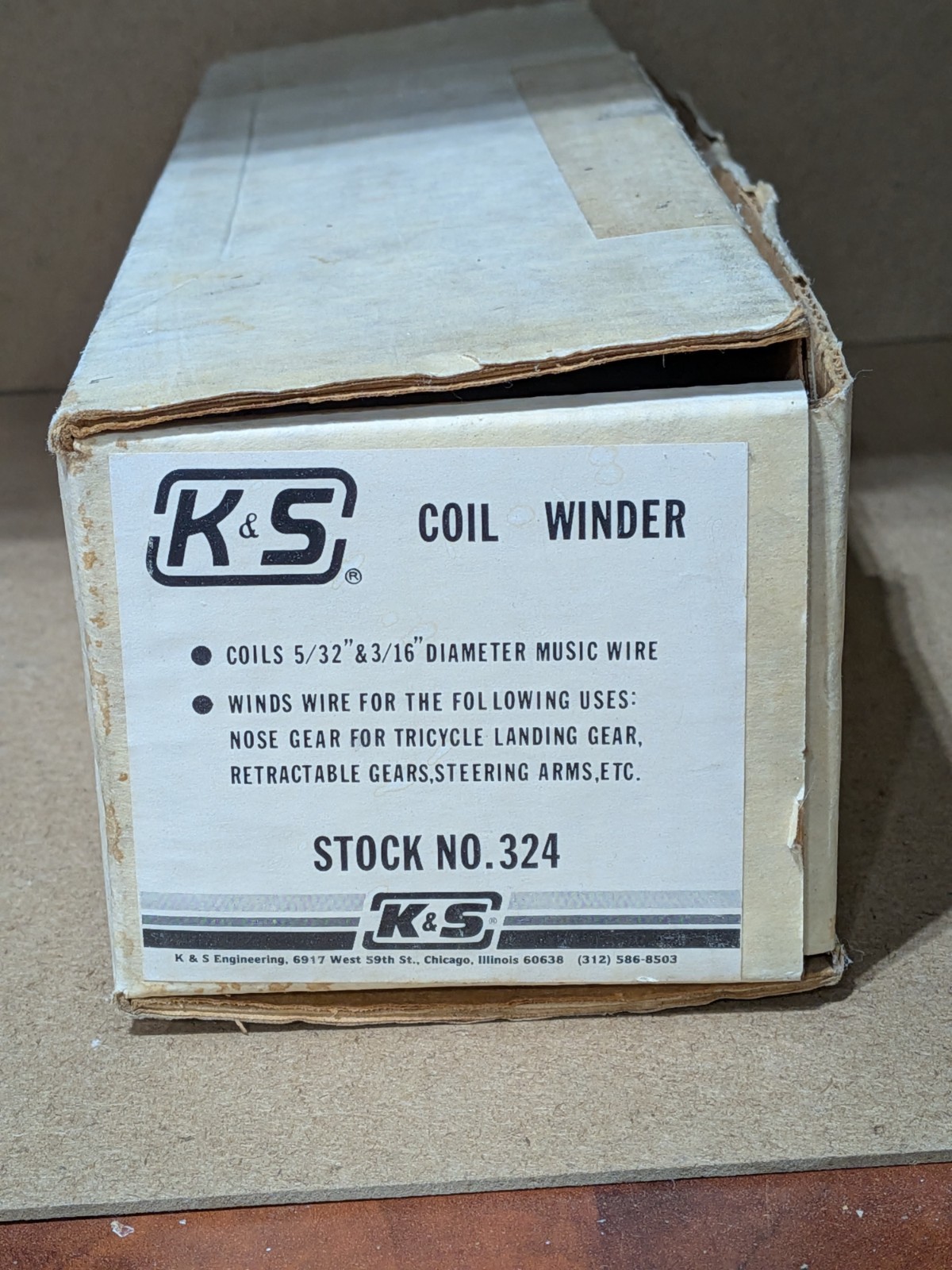 K & S - #324 - Coil Winder - Coils 5/32" & 3/16" Music Wire - NOS