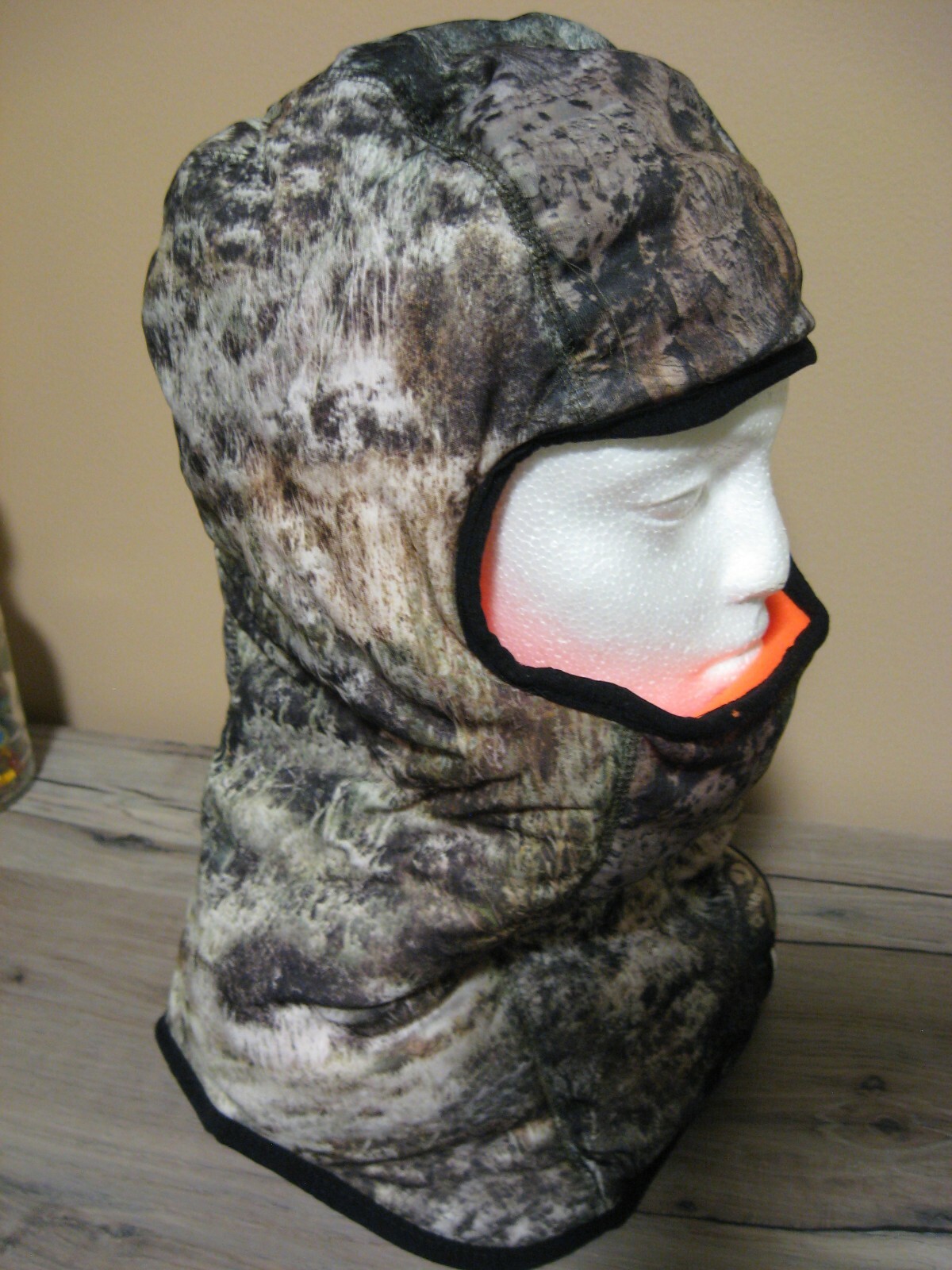 Mossy Oak Camo Reversible To Blaze Orange Face Mask Neck Wrap Hood Hunting Cap