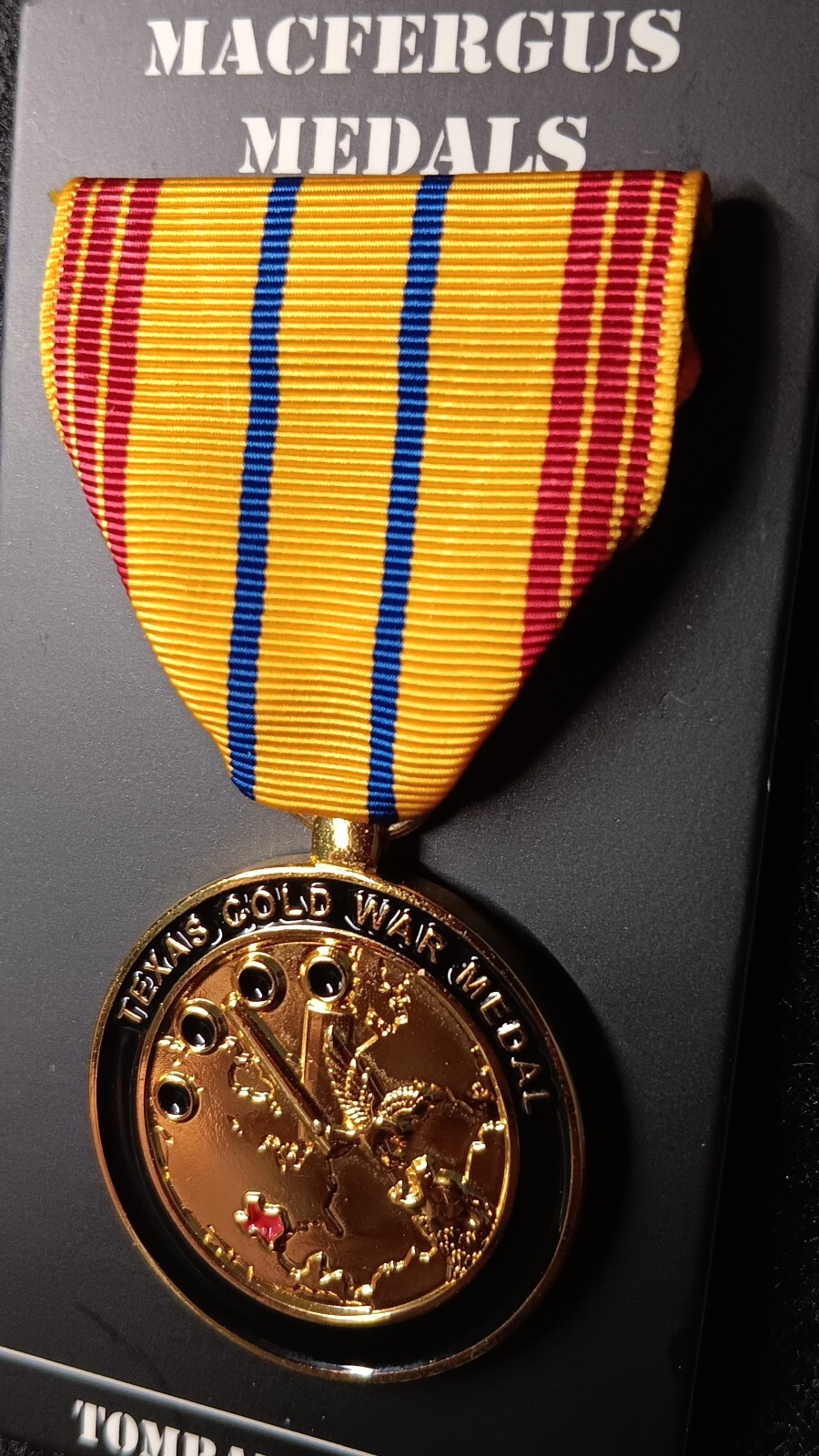 Texas Cold War Medal - Correct Size - Anodized with Moiré or Cotton Ribbon