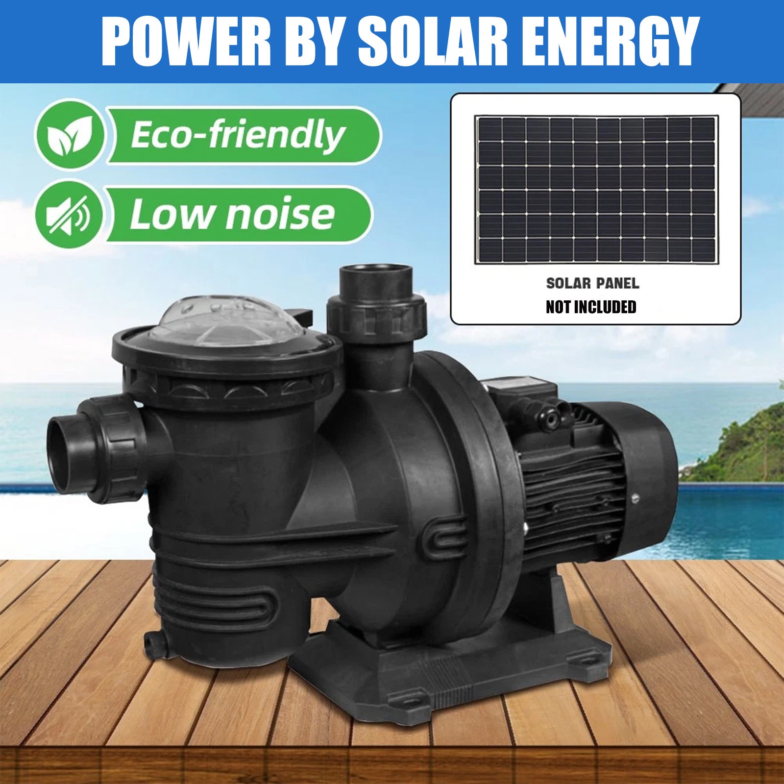 900W Solar Hybrid Swimming Pool Pump Kits with AC/DC Auto-switching Controller