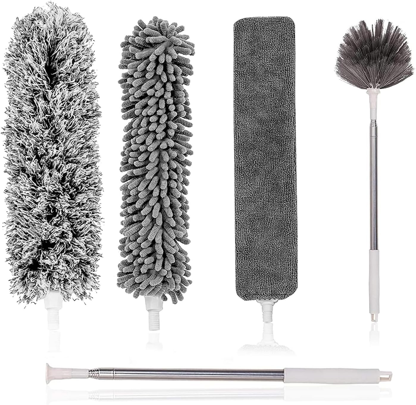 Microfiber Feather Duster 5-in-1 Kit, Dusters for Cleaning, Duster with Extensio