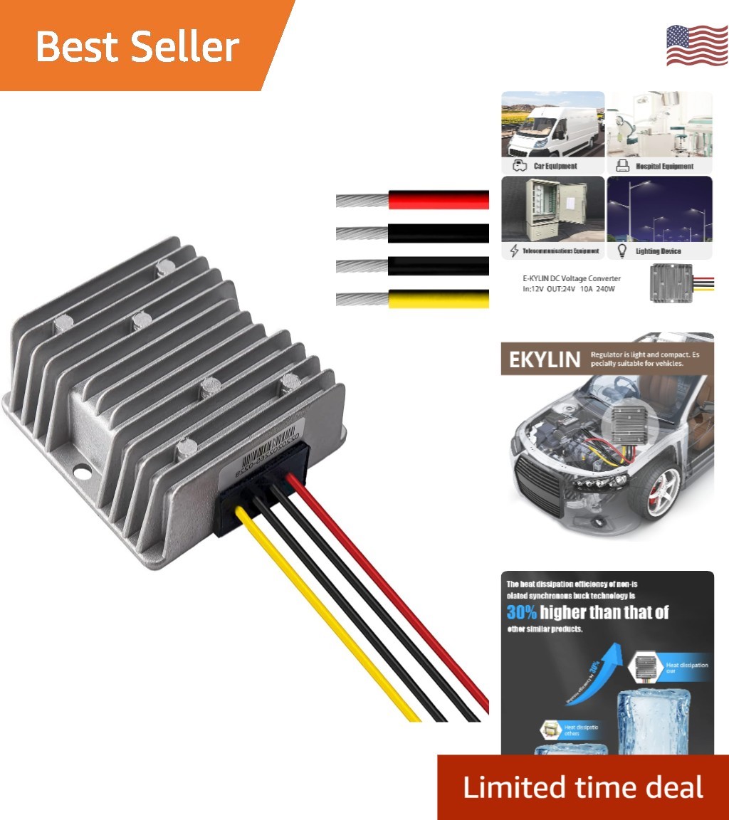 Waterproof DC 12V to 24V Step-Up Converter 240W - Safe & Reliable Power Supply