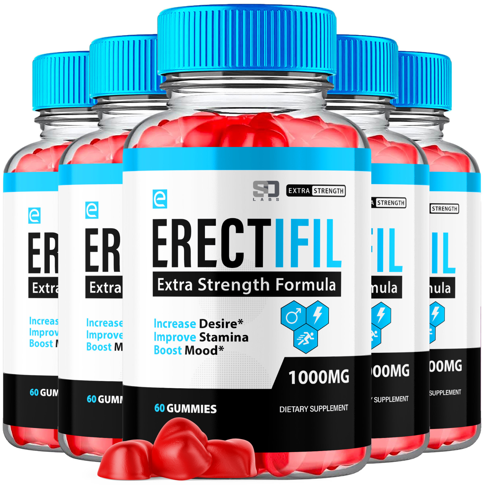 Erectifil Gummies - Male Virility with Maximum Strength - 300 Gummies (5 Pack)