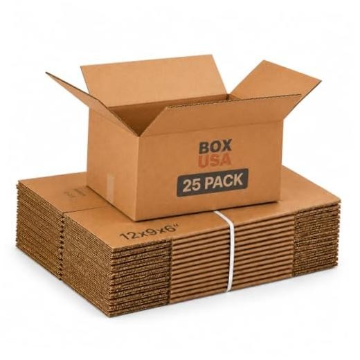 Small Corrugated 12x9x6 Shipping Boxes - 25 Pack - Small Size 12x9x6