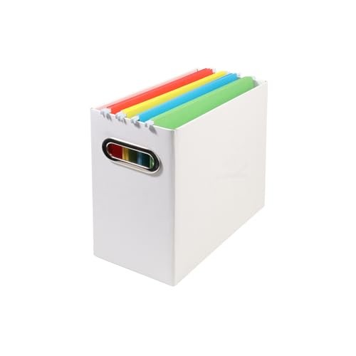 Collapsible File Organizer Box with Handle, Filing Organizer for White 1 Pack
