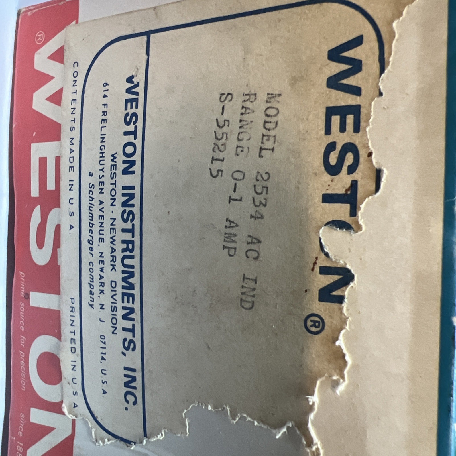 Weston Amp Meter Model 2534, 0-1 Amp