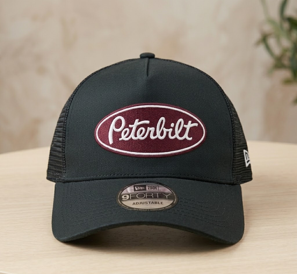 Peterbilt Semi Truck Hat Black Mesh Adjustable Cap Embroidery