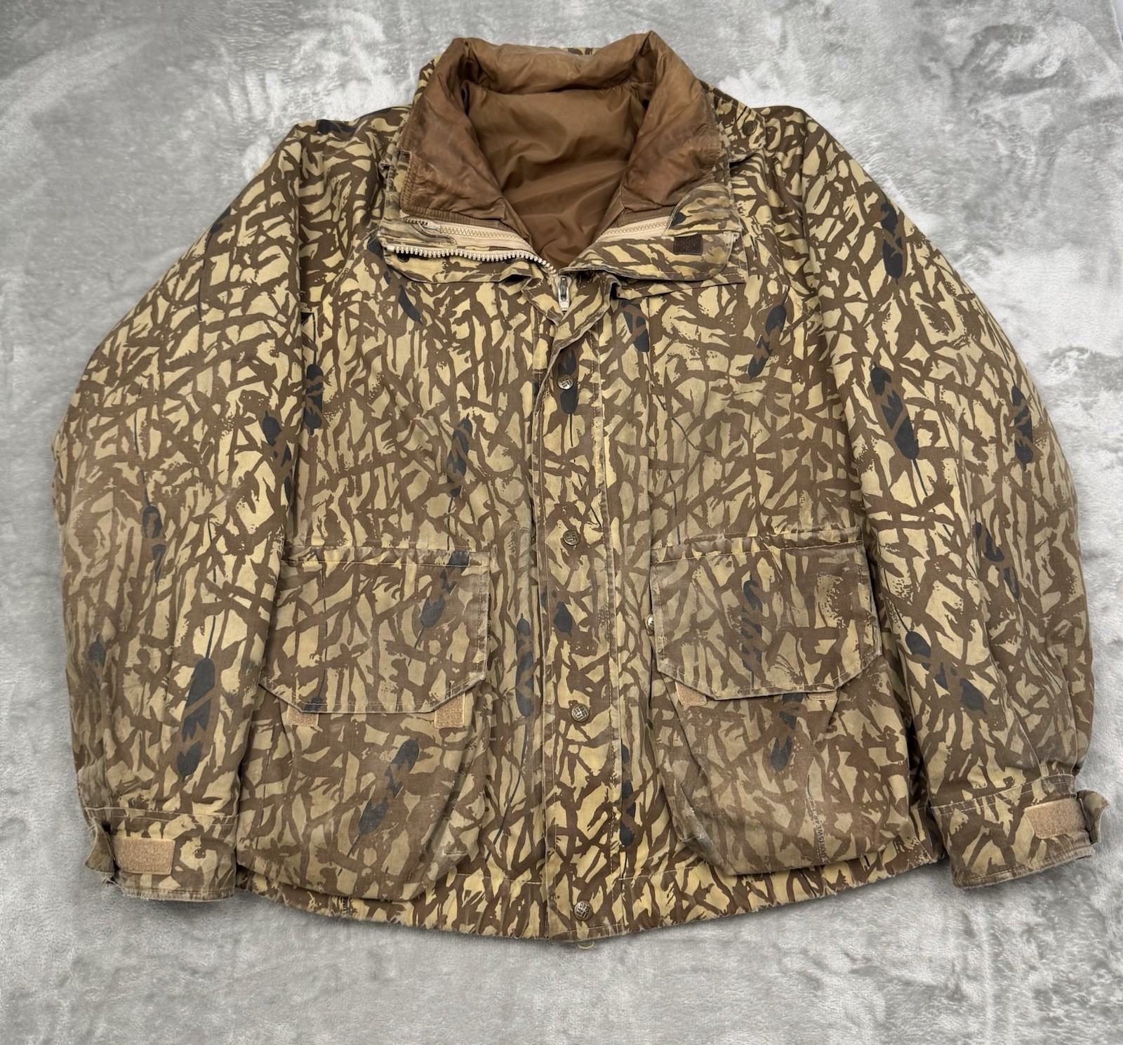 Vintage 80s Columbia Cattail Camo 3 In 1 Jacket Mens Large Tall LT Goretex Duck