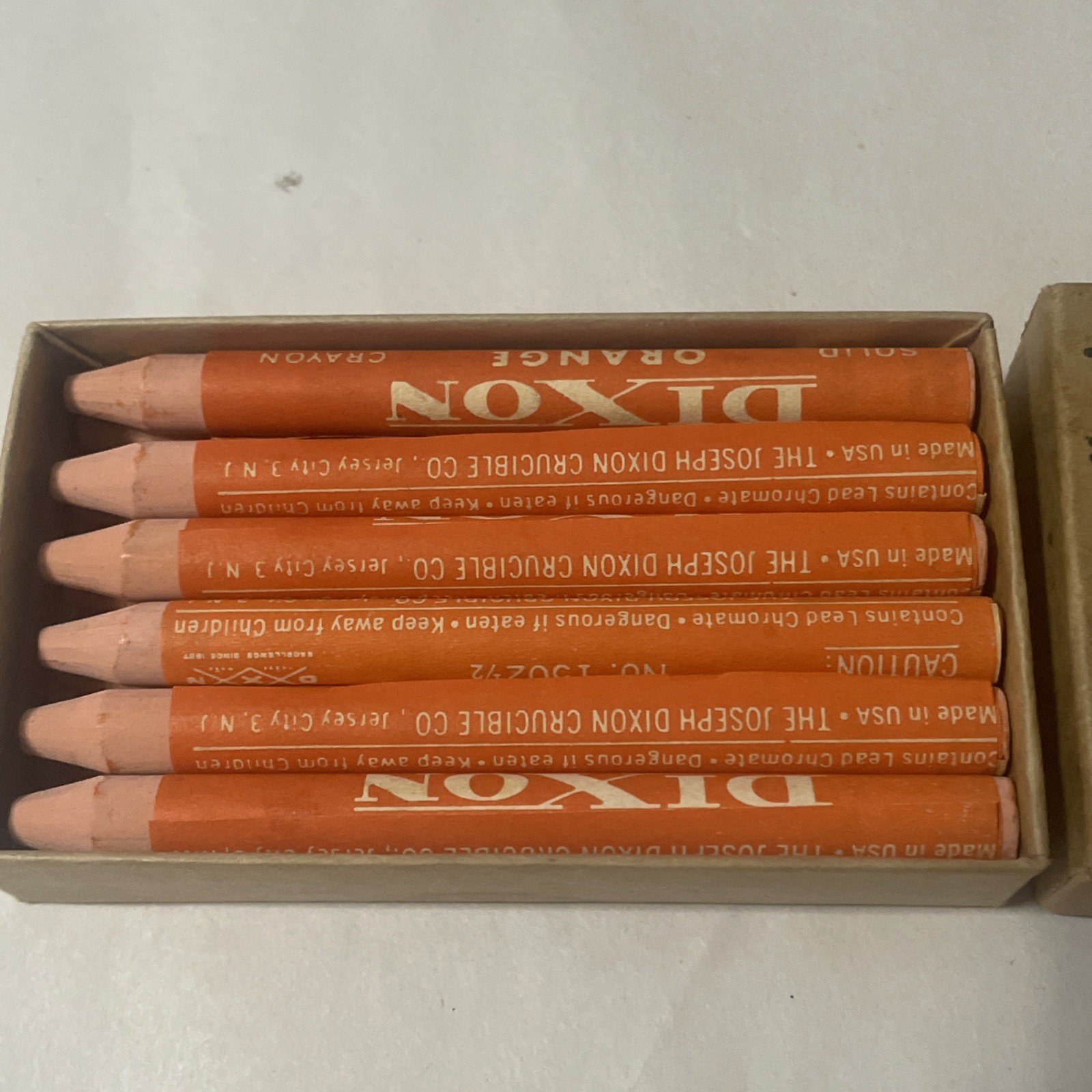 Vintage Dixon No. 1502 1/2 Crayons Orange One Dozen Never Used