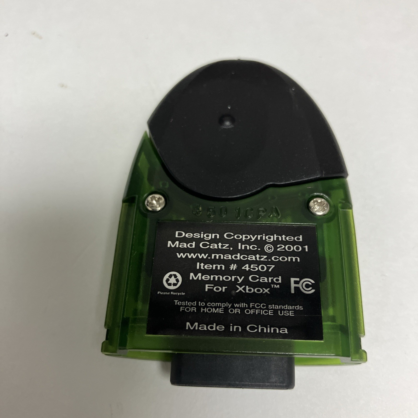 Original Microsoft XBOX Mad Catz Memory Card Unit 8MB Clear /Green