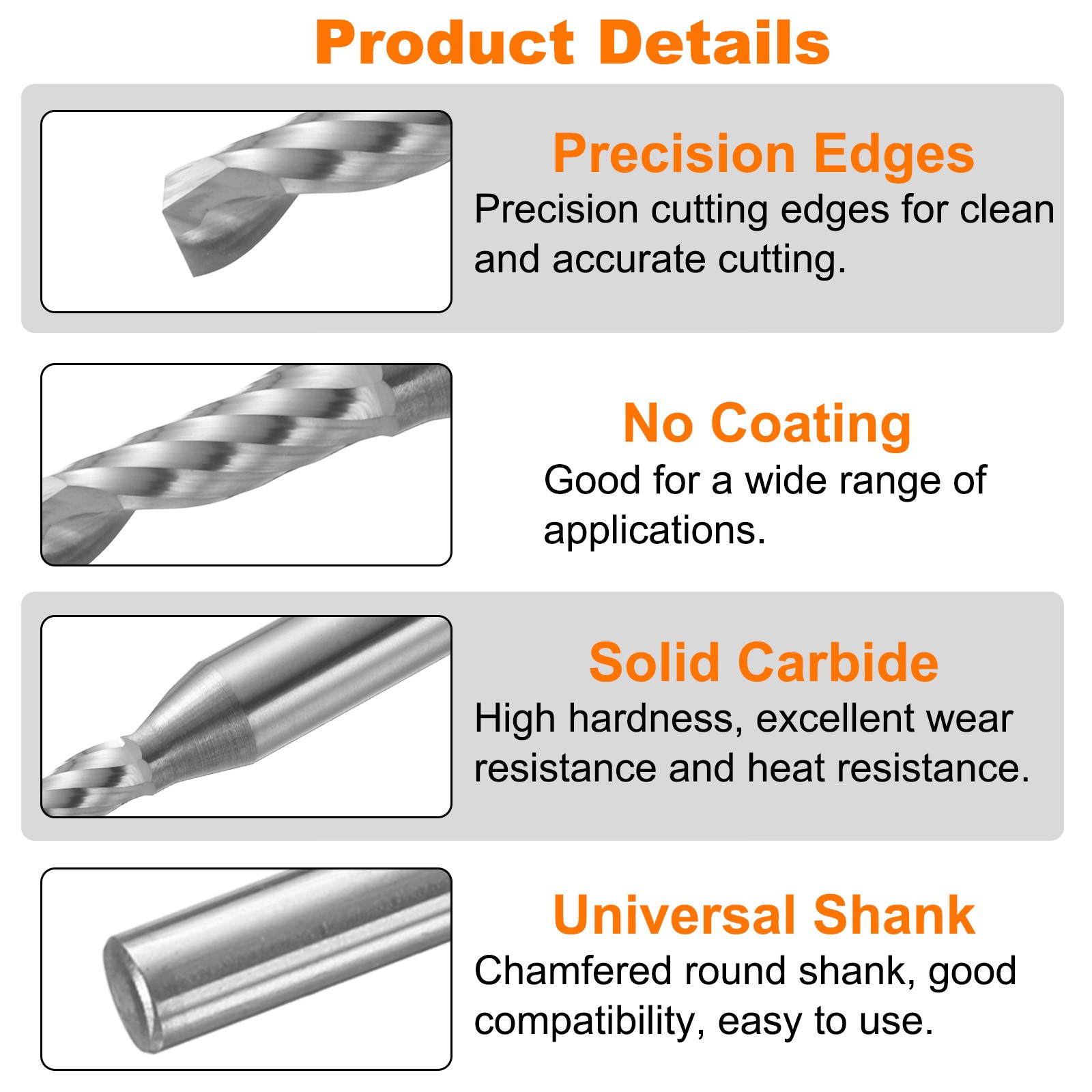 Spiral Router Bit 5/32"x9/16"x1/4"x2" 1 Flute Solid Carbide CNC End Mill