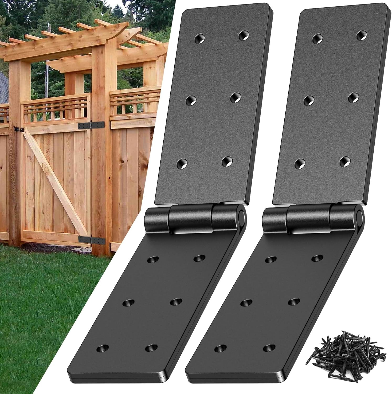 Adjustable Heavy Duty Gate Hinges for Wood Fences and Barn Doors, 2PCS Kit