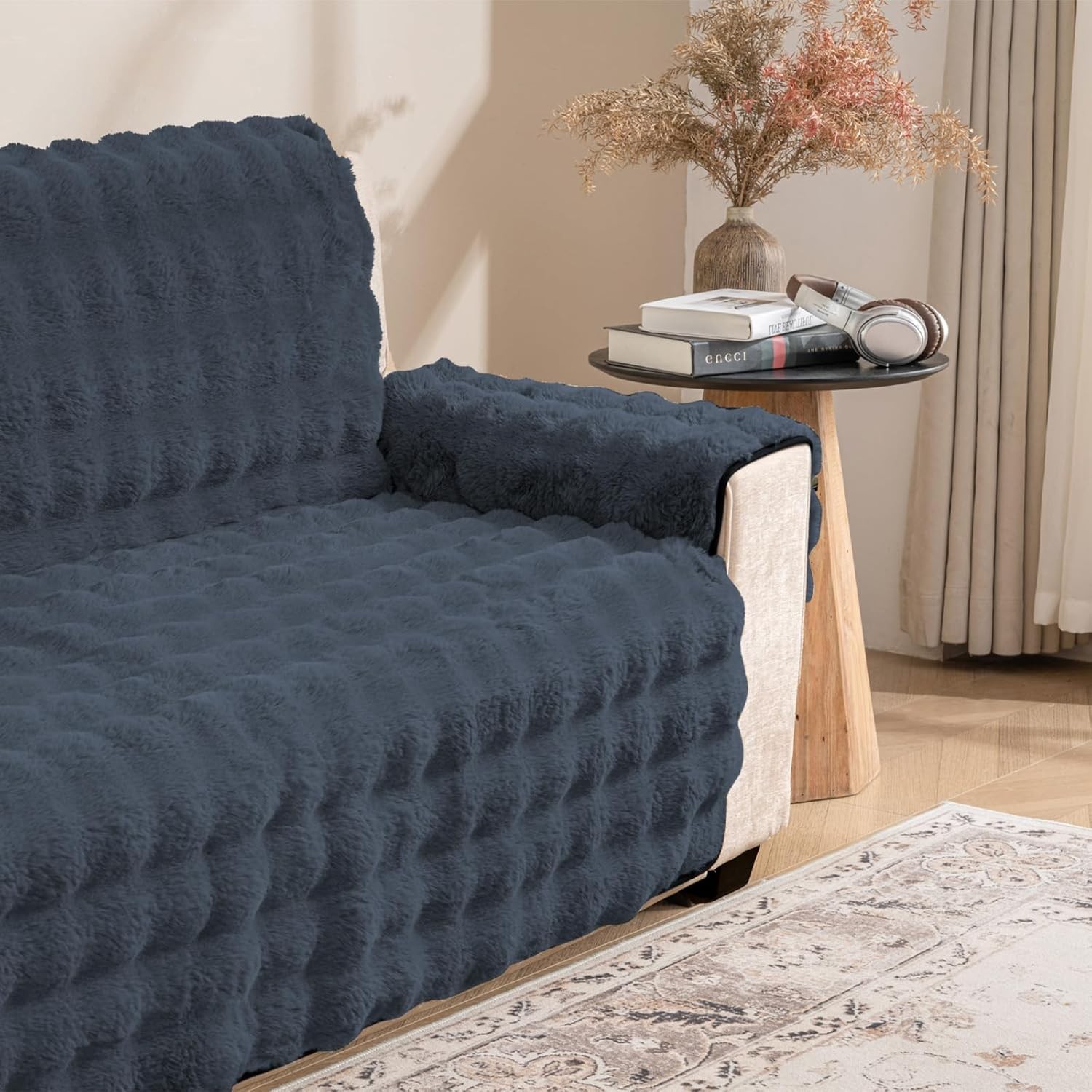 Plush and Fuzzy Shaggy Couch Cover, Dog Pad Faux Fur Sofa Cover, Water