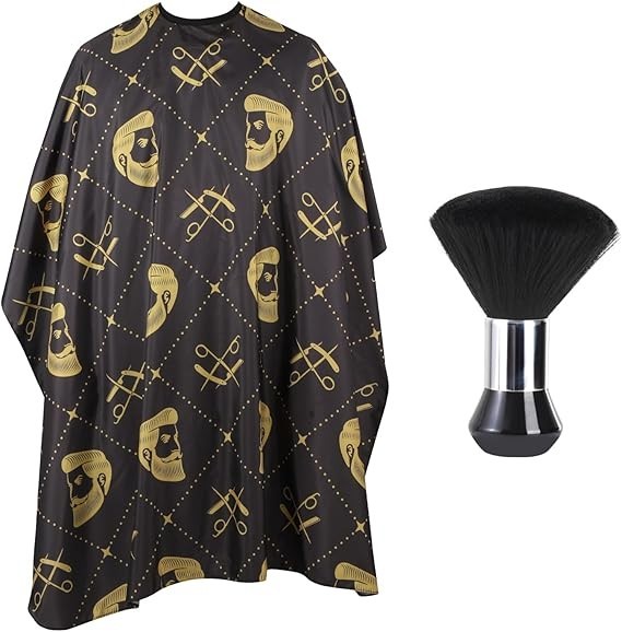 Capa Profesional de Corte de Pelo Impermeable con Brocha para Cuello Barberia