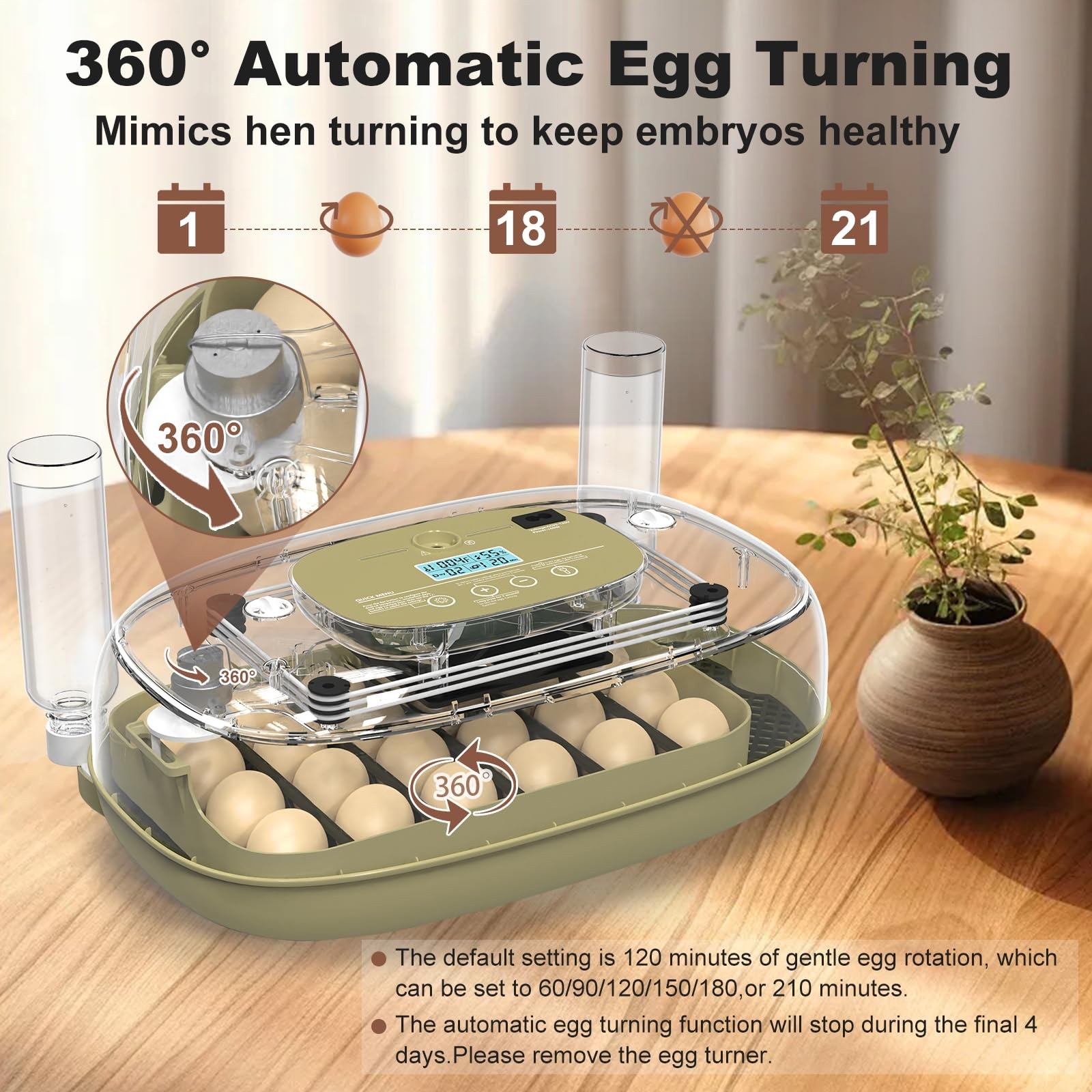 Incubators for Hatching Eggs,24 Egg Incubator with Automatic Egg Turning and ...