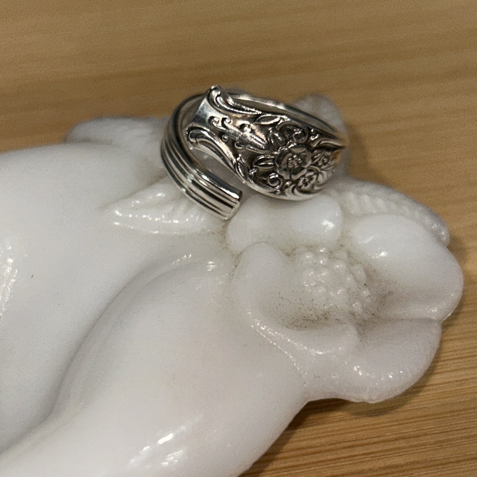 Victorian Rose Stainless Steel Spoon Ring - Size 7
