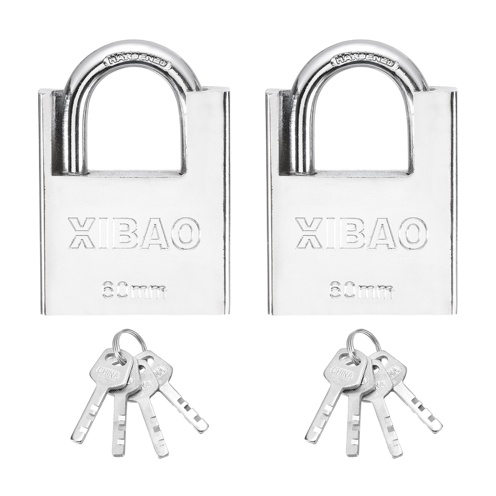 2Pcs High Security Steel Shrouded Padlock with Key, Silver(2-1/4 Inch)