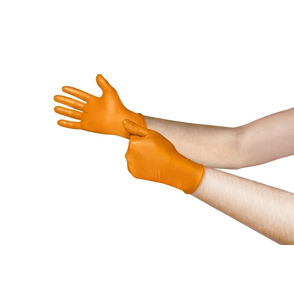 Microflex 93-256M Mega Texture MEDIUM Orange Nitrile Gloves 1 Case=1000