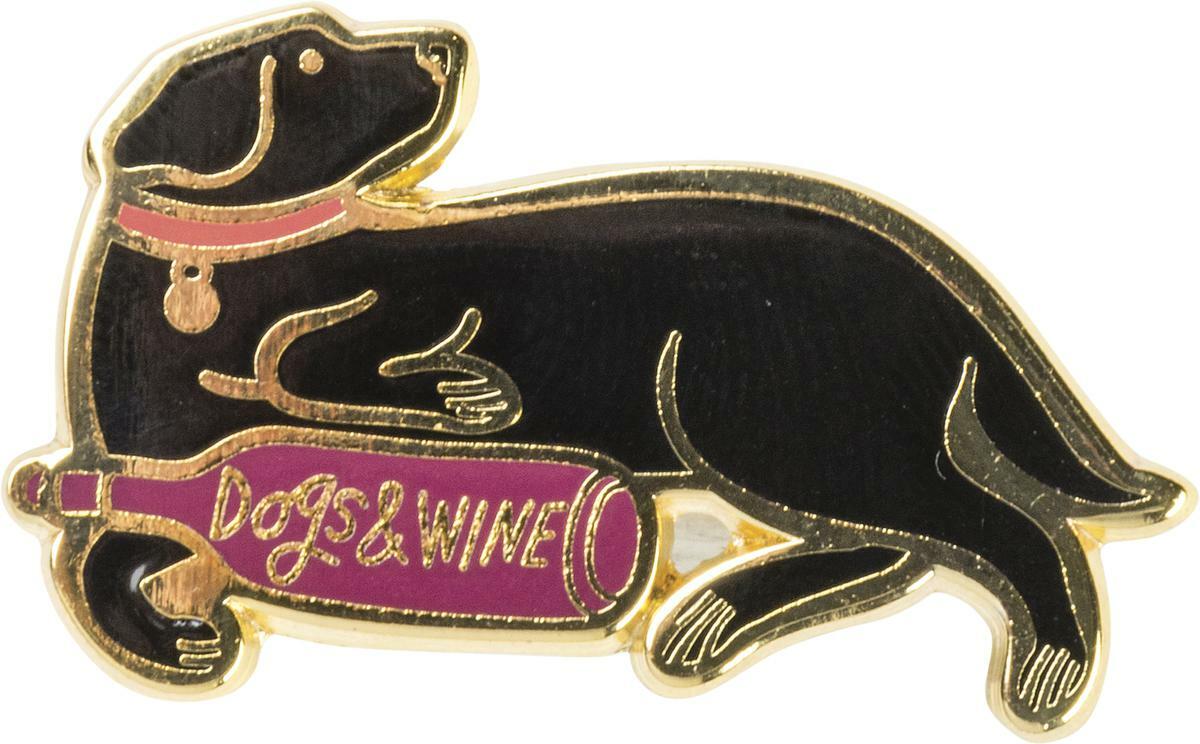 Dog and Wine Lapel Enamel Pin by Primitives by Kathy #37996