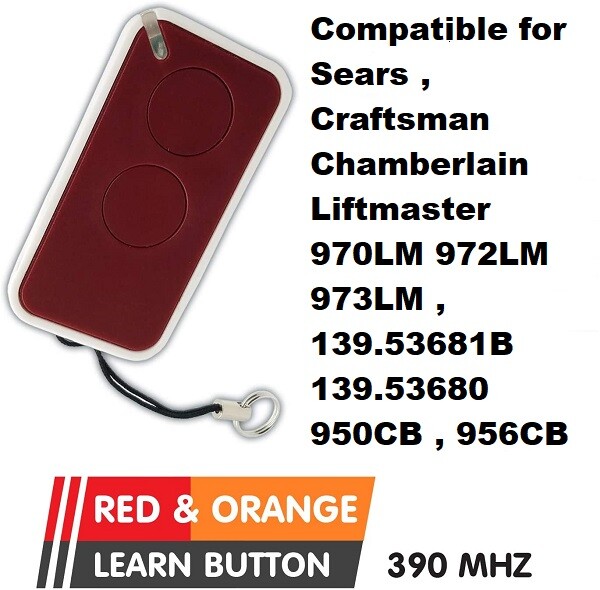 Sears Crafsman 2 Button Garage Door Opener Remote HBW1255 139.53681B 390MHZ