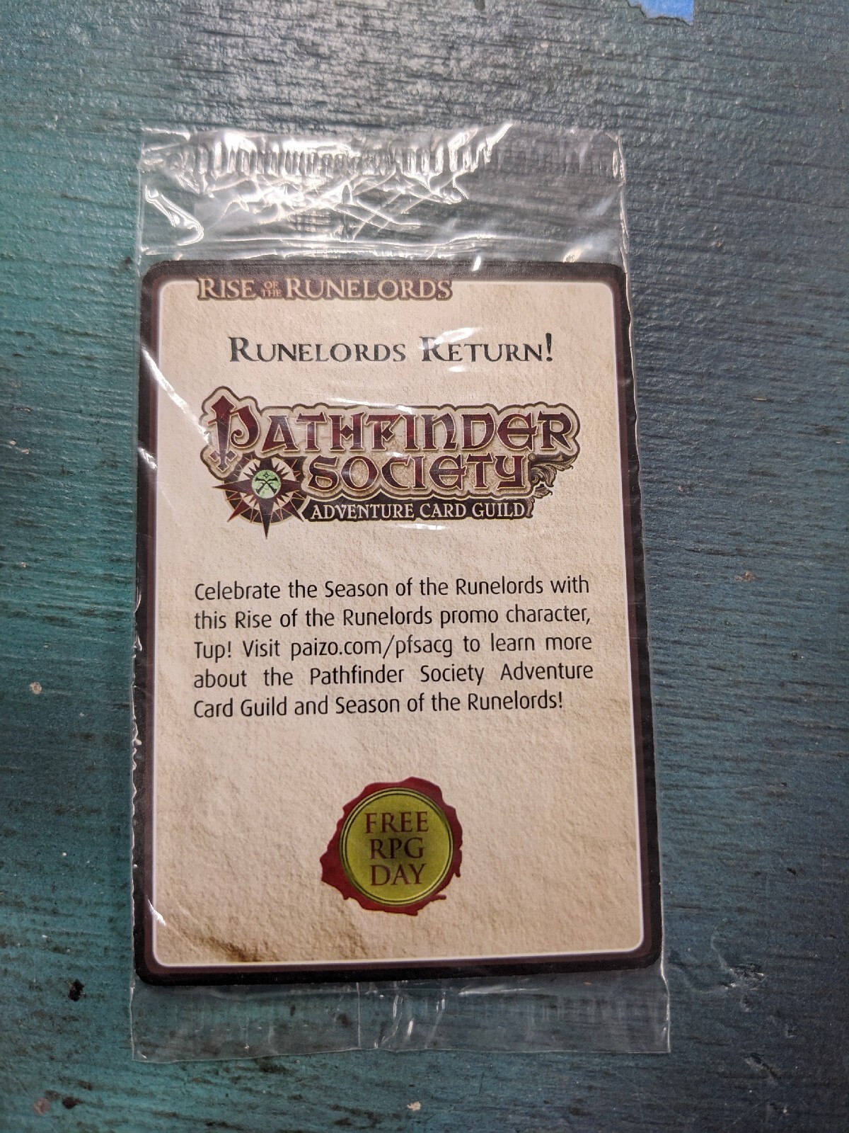 Tup Rise Of The Runelords Pathfinder Society Adventure Card Guild Free RPG Day