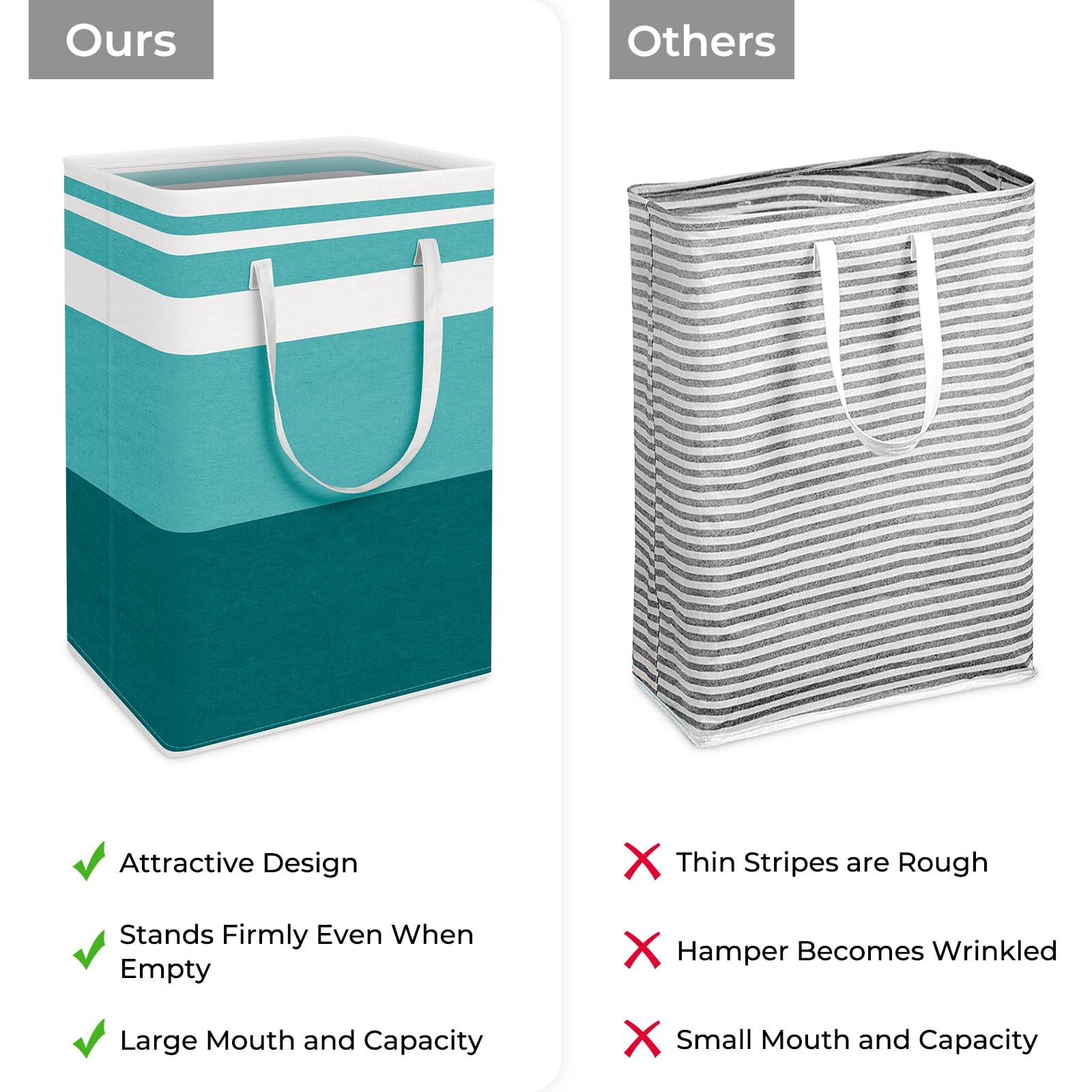 HomeHacks 2-Pack Large Laundry Basket, Waterproof, Freestanding 75L, Green