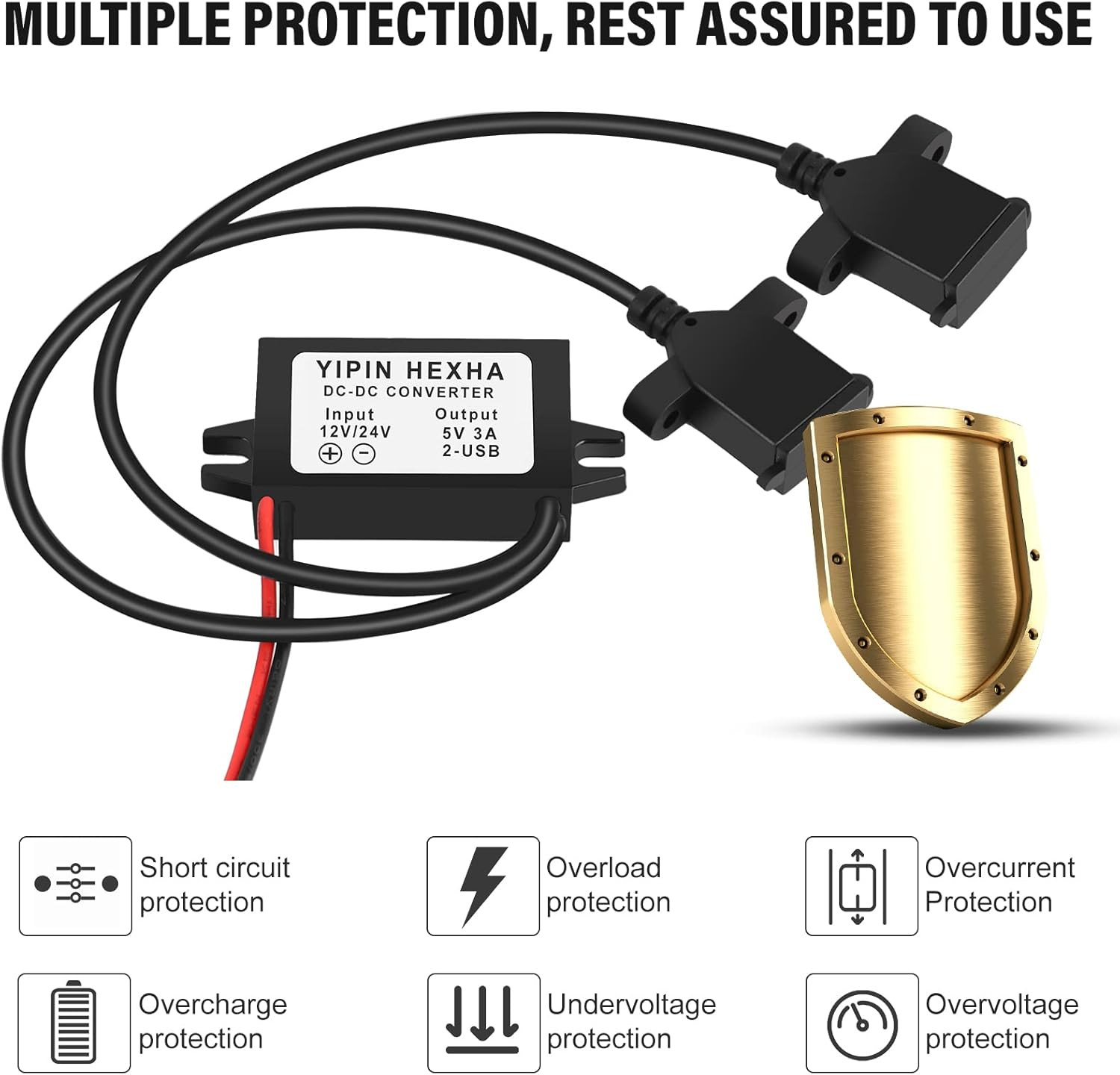 DC 12V 24V to 5V 3A Dual USB Buck Converter Step Down Module Adapter