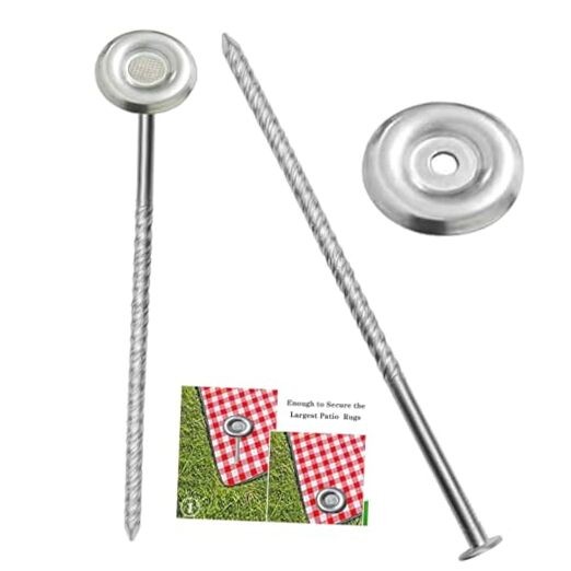 16 Count Outdoor Rv Rug Stakes, Stainless Steel Spira Patio Mats 6 inch 16pack
