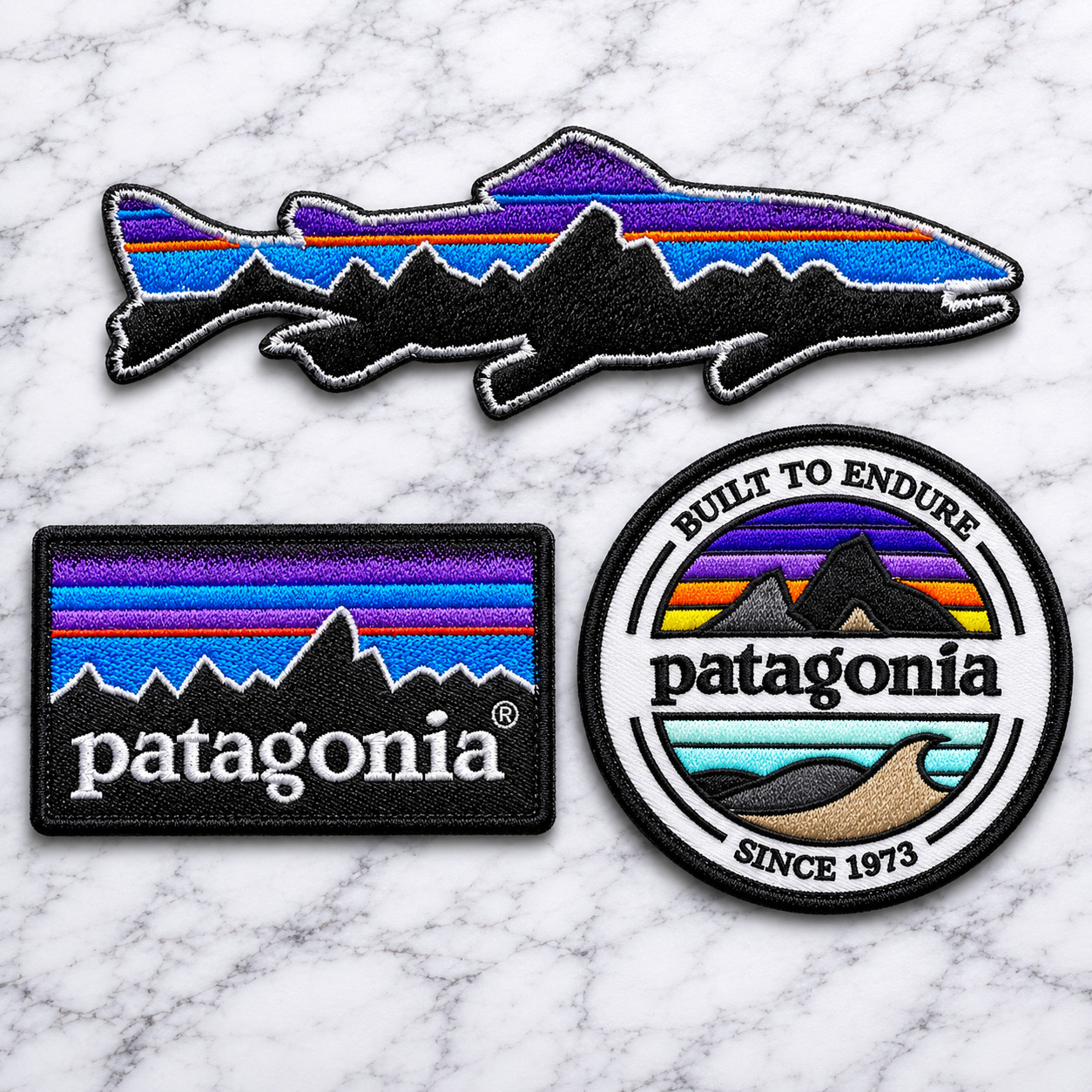 PATAGONIA 3 PACK EMBROIDERED IRON ON PATCH FREE SHIPPING &TRACKING