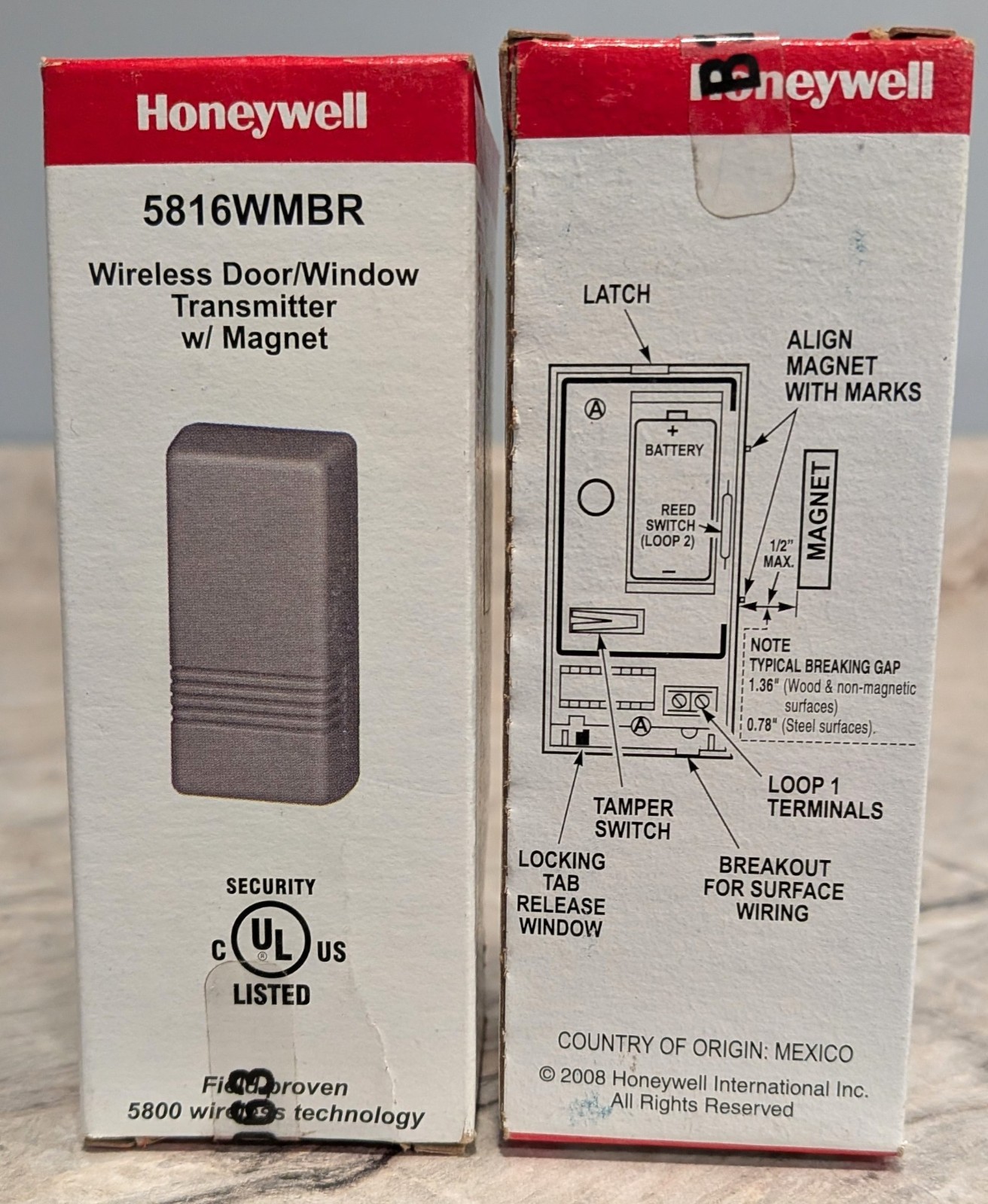 Honeywell 5816WMBR Wireless Door/Window Transmitter with Magnet (Black)