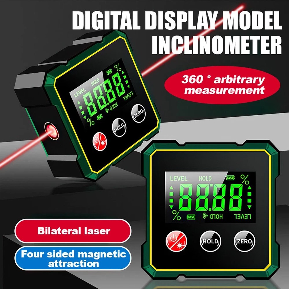 Digital Angle Finder W/ Laser Level Inclinometer Magnetic Angle Gauge Protractor